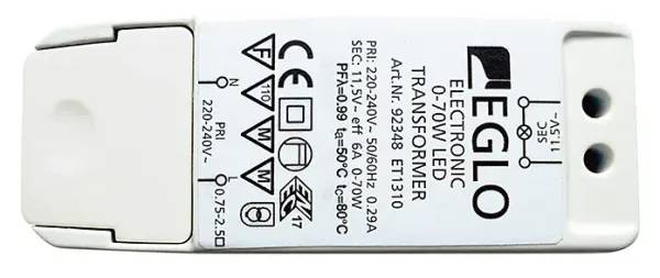 Trafo Eglo / pro LED a halogenové žárovky / 70 W / 0,29 A / bílá Varianta: ivi1
