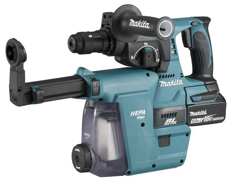 Aku kombinované kladivo Makita DHR243RTJW / 2x 5,0 Ah / 18 V / 2 J / 0-950 ot./min. / tyrkysová/černá Varianta: ivi1