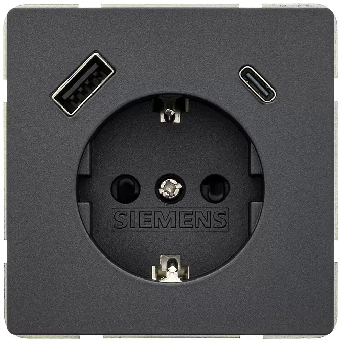 USB zásuvka Siemens Delta Style SIE044431 / 250 V / 16 A / USB-A + USB-C / antracit Varianta: ivi1