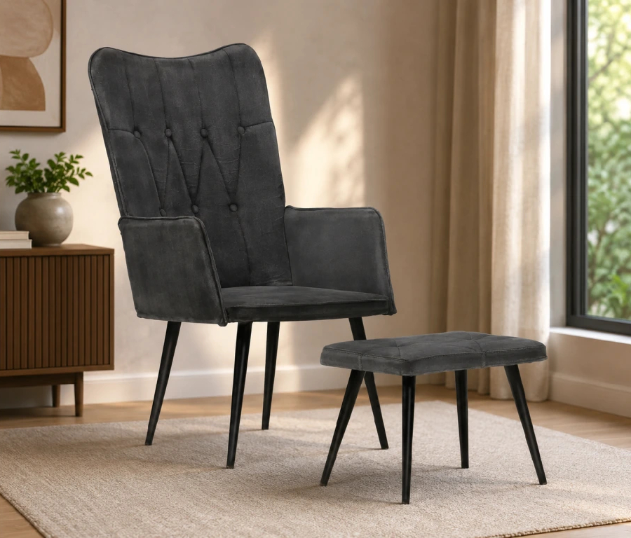 Křeslo s taburetem BestBerg 339670 / černá Varianta: ivi0