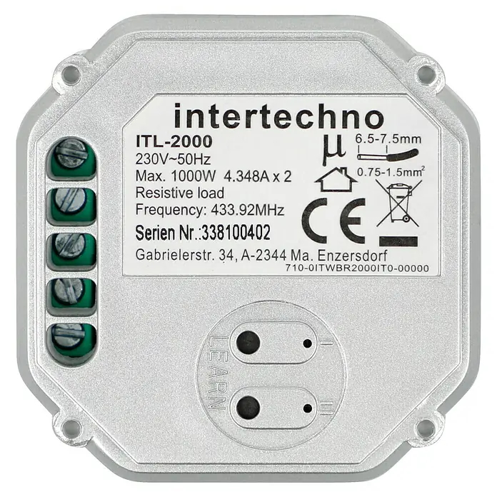 Bezdrátový 2kanálový přepínač Intertechno ITL-2000 / 2x 1000 W / bílá Varianta: ivi1