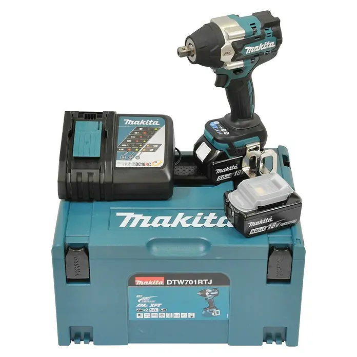 Aku rázový utahovák Makita DTW701RTJ / 18 V / 2x 5 Ah / 700 Nm / modrá/černá Varianta: ivi1