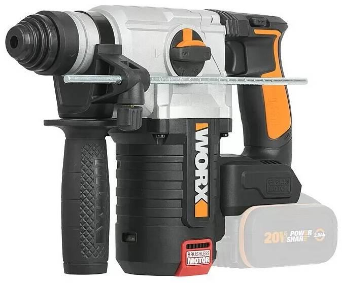 Aku vrtací kladivo Worx WX380.9 / BEZ AKUMULÁTORU A NABÍJEČKY / 20 V / 2,2 J / 0-5400 úderů/min. / černá/oranžová Varianta: ivi1