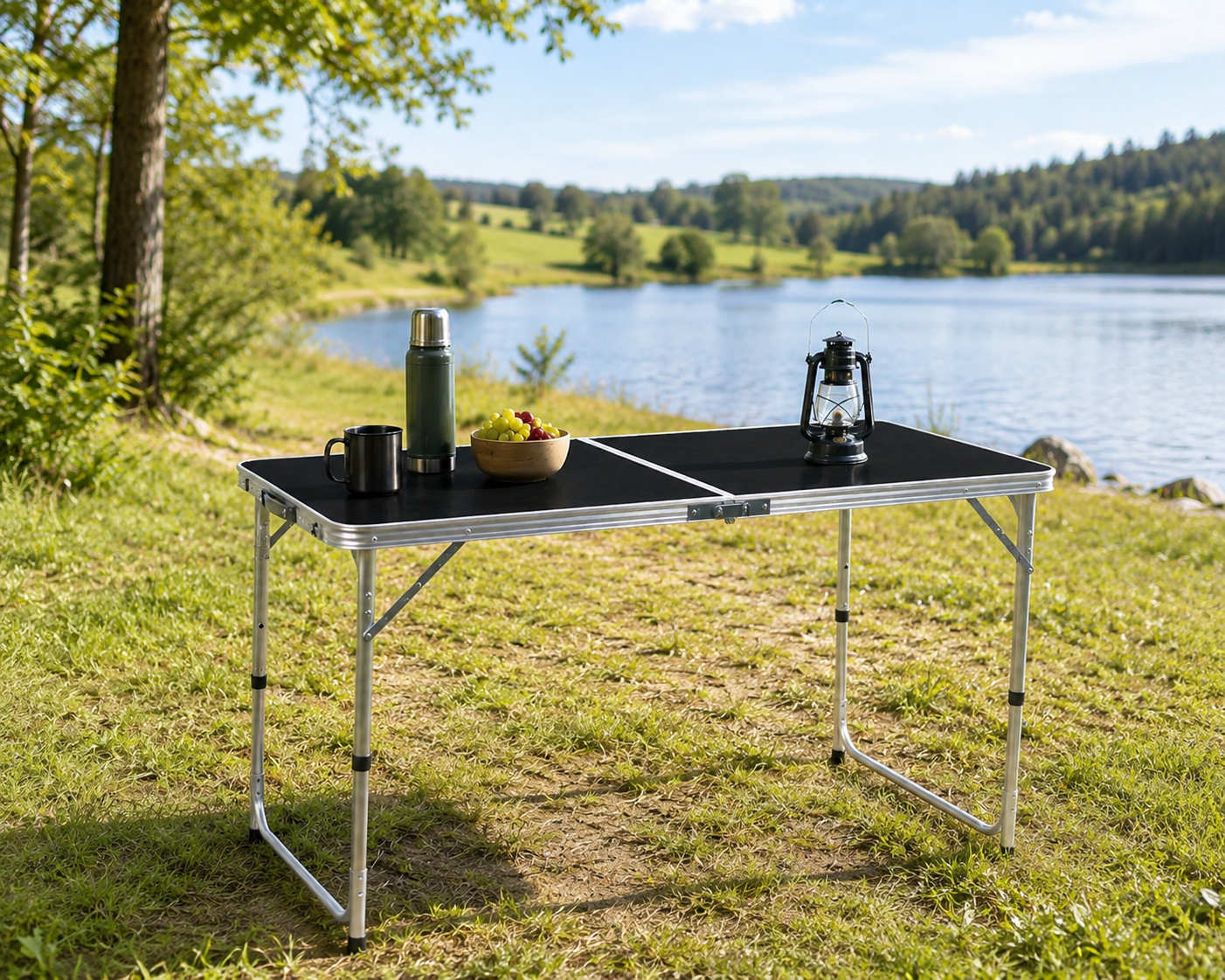 Skládací kempingový stůl BestBerg BBCA-FT01 / 120 × 60 cm / černá/stříbrná Varianta: ivi0