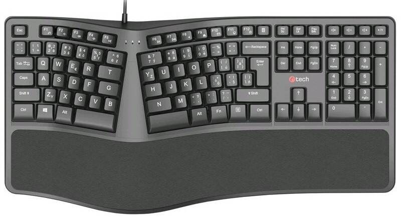 Klávesnice C-Tech Ergo KB-113E / CZ/SK / USB-A / 104 kláves / černá Varianta: ivi1