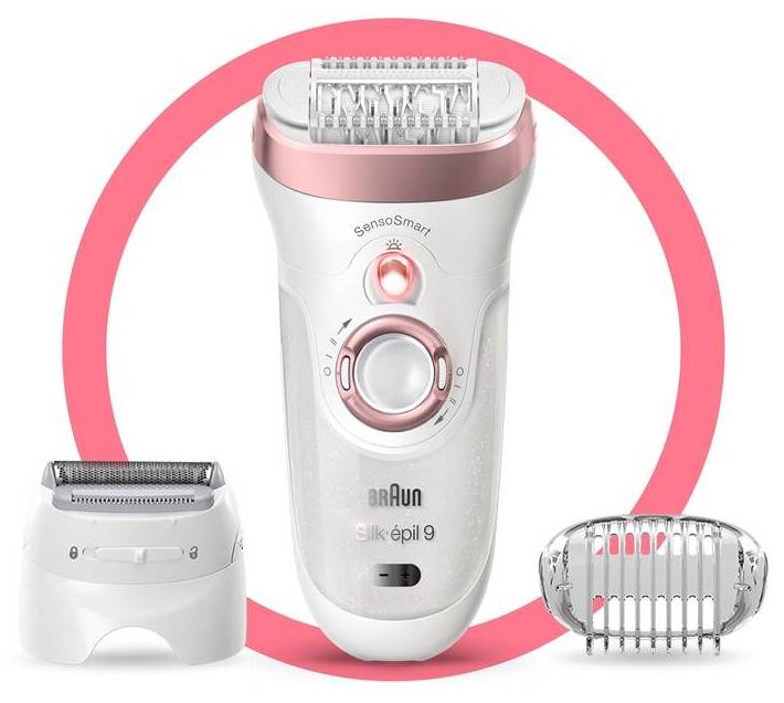 Epilátor Braun Silk-épil 9-720 SensoSmart / 2 rychlosti / 40 ks pinzet / aku (Li-Ion) / bílá/růžová Varianta: ivi1