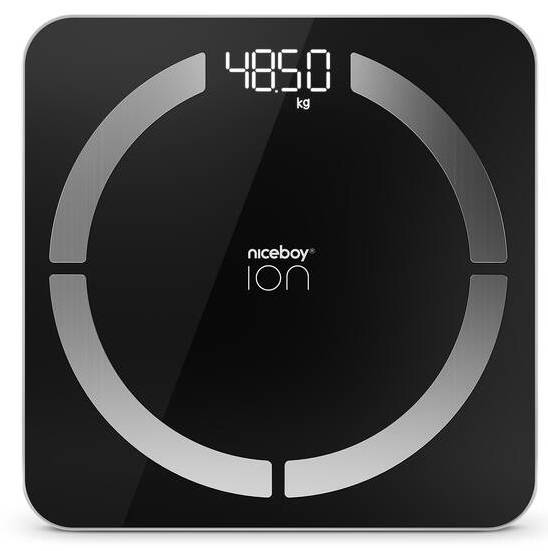 Osobní váha Niceboy ION Smart Scale / nosnost 180 kg / přesnost 50 g / kg/Ib / černá Varianta: ivi1