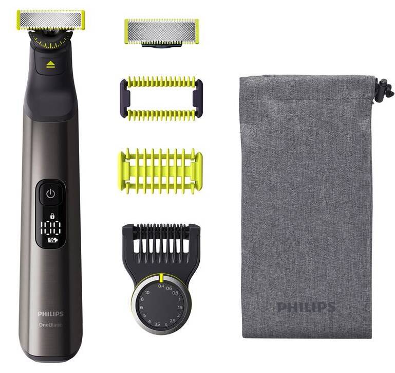 Zastřihovač vousů Philips OneBlade Pro 360 QP6551/15 / 0,4-10 mm / LED displej / ocelové nože / šedá/zelená Varianta: ivi1