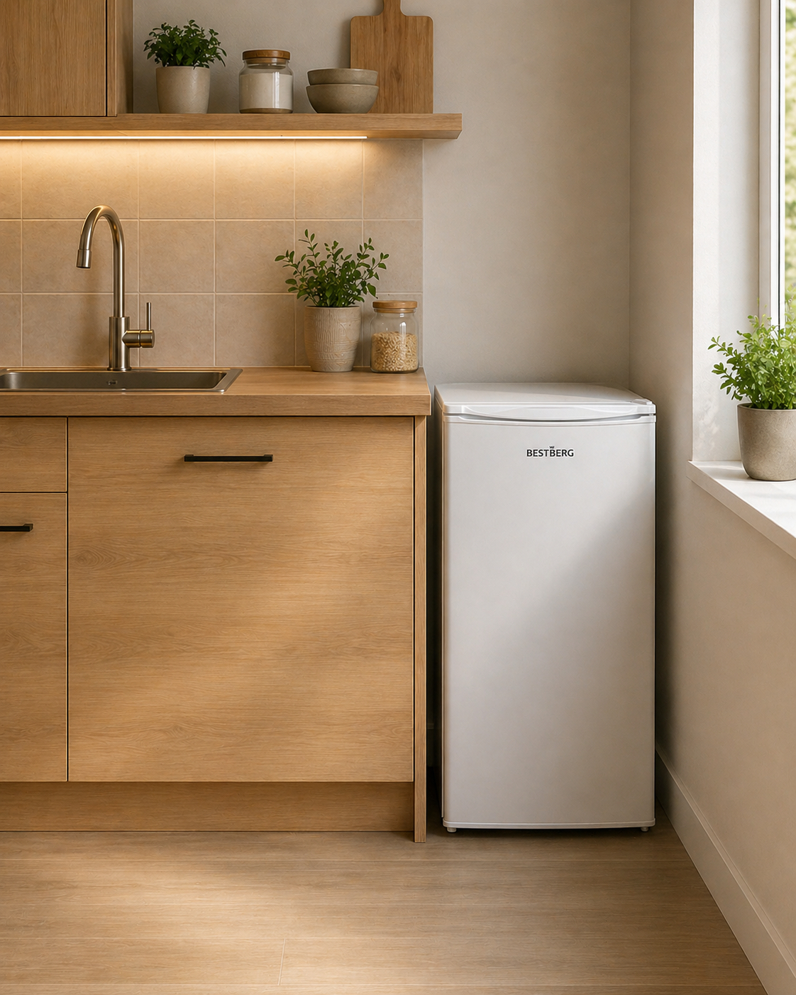 Chladnička BestBerg BBFR-95XW / 84 l / LED osvětlení / bílá Varianta: ivi0