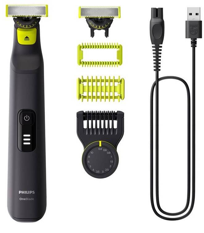 Zastřihovač vousů Philips OneBlade Pro 360 QP6542/15 / 0,4-10 mm / USB-A / černá/zelená Varianta: ivi3
