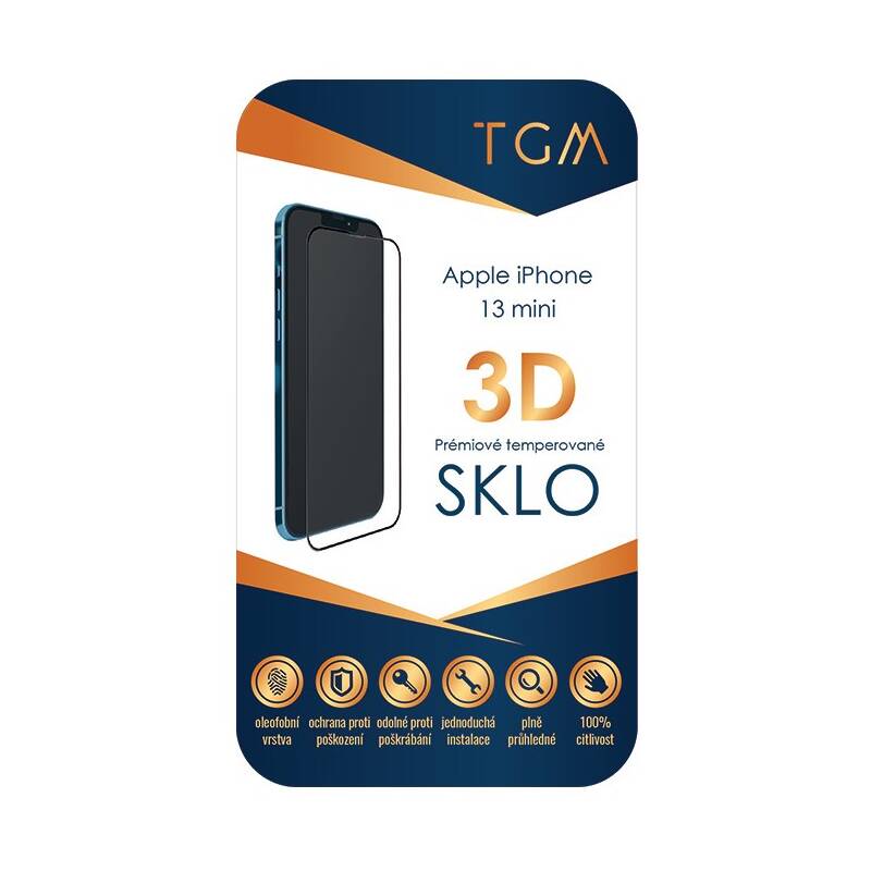 Tvrzené sklo TGM 3D na mobil Apple iPhone 13 mini / černá/transparentní Varianta: ivi1