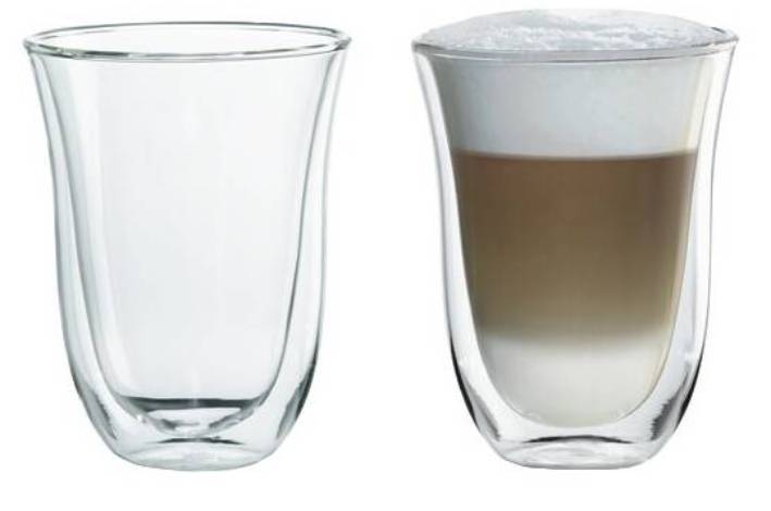 DeLonghi Skleničky na latte macchiato De'Longhi / 2 ks / 330 ml / borosilikátové sklo / transparentní Varianta: ivi2