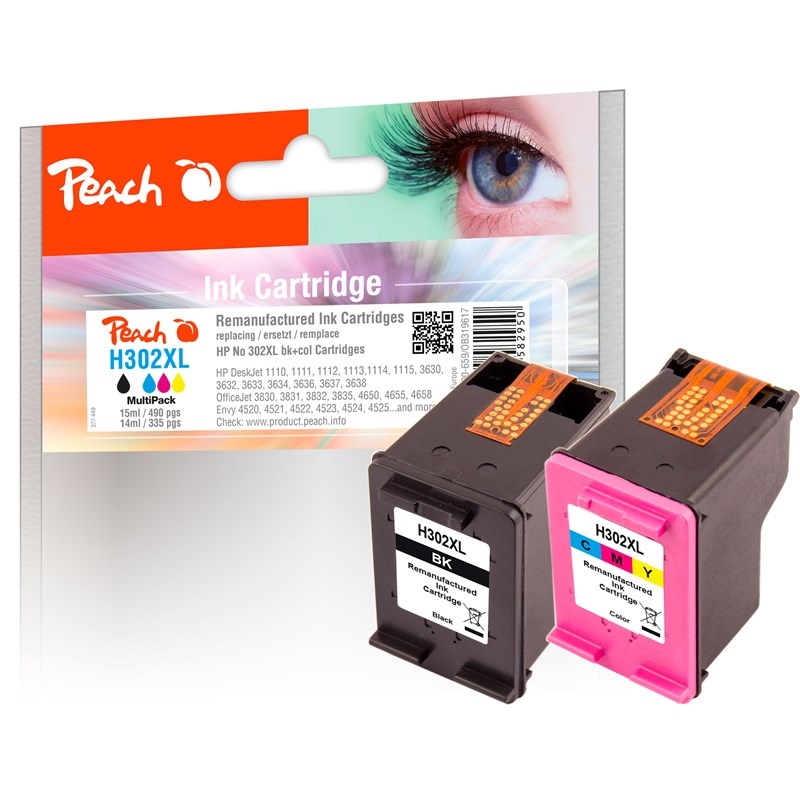 Inkoustová náplň Peach HP 302XL MultiPack / 1× 15 a 1× 14 ml / CMYK Varianta: ivi1