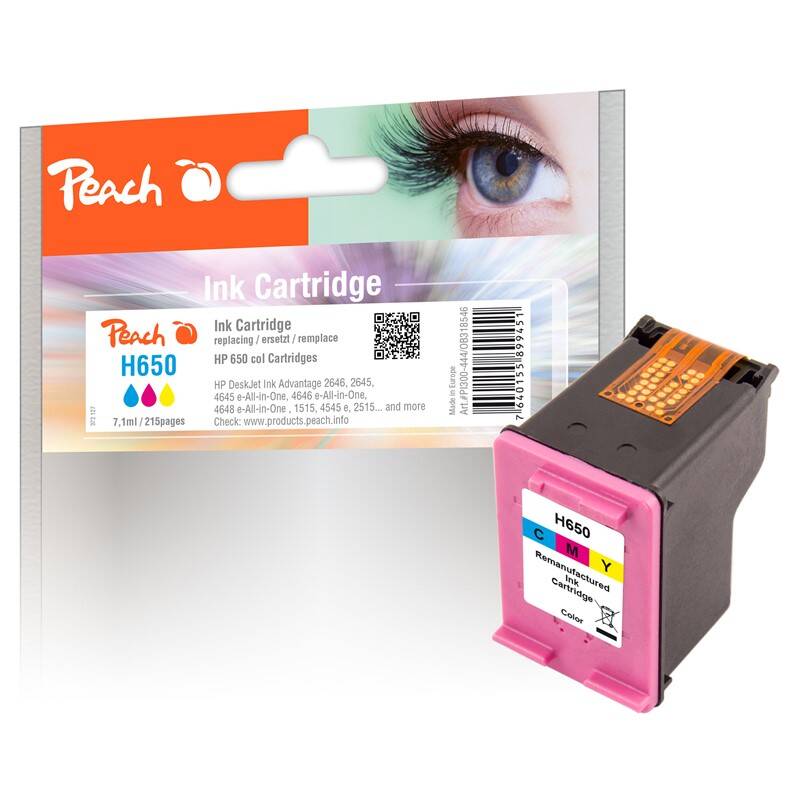 Inkoustová náplň Peach HP 650 / 215 stran / CMY Varianta: ivi1