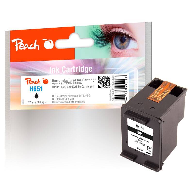 Inkoustová náplň Peach HP 651 / 660 stran / černá Varianta: ivi1