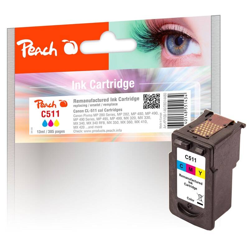 Inkoustová náplň Peach Canon CL-511 / 385 stran / CMY Varianta: ivi1