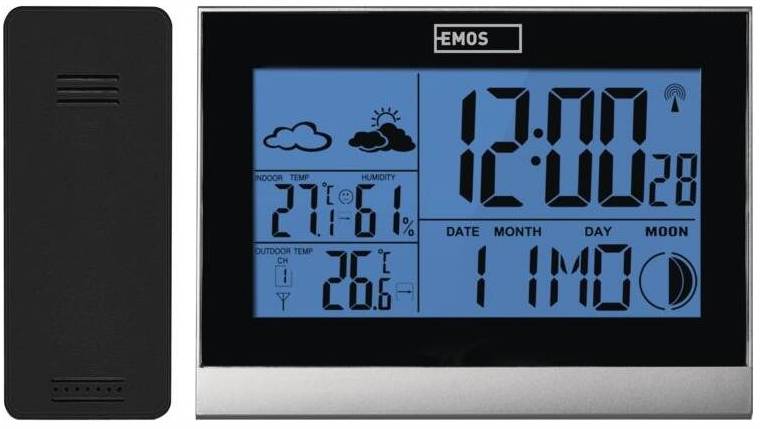 Meteorologická stanice EMOS E3070 / předpověď počasí / bezdrátová / černá / stříbrná Varianta: ivi1