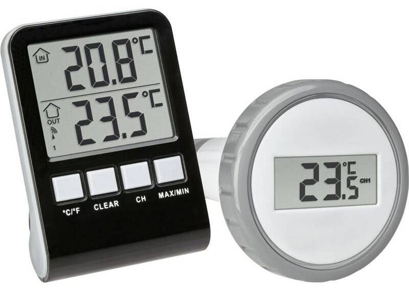 Teploměr do bazénu TFA 30.3067.10 / LCD displej / dosah 433 MHz signálu až 60 m / -10 do 60 °C / černá Varianta: ivi1