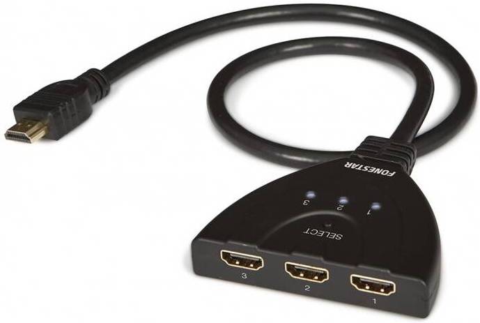 Redukce Fonestar výstup HDMI / 3x vstup HDMI / podpora Full HD / černá Varianta: ivi1
