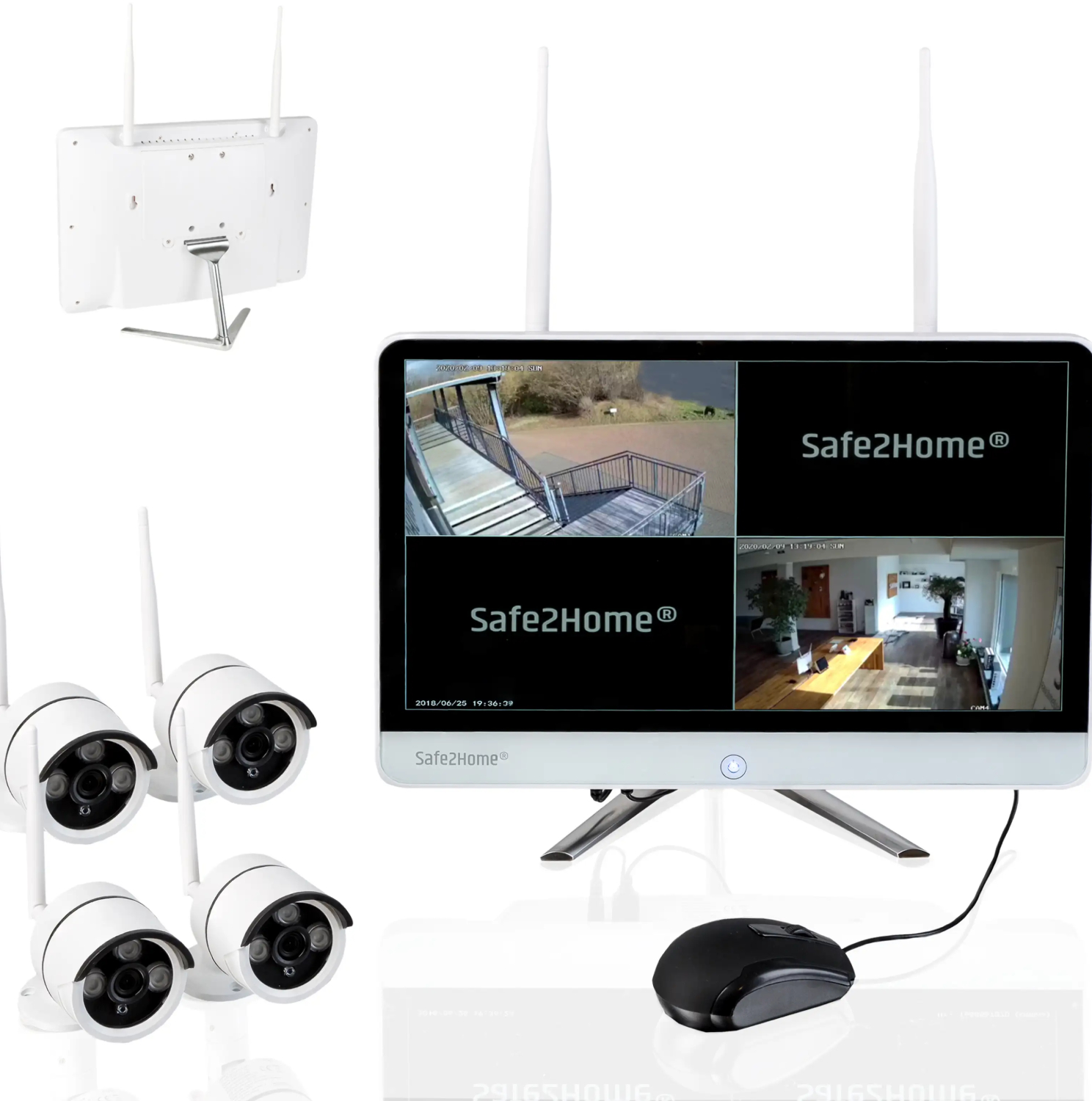 Bezpečnostní kamera Safe2Home / 4× Full HD / 15" monitor / 1 TB / bílá Varianta: ivi1