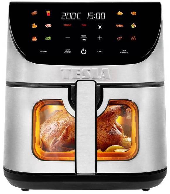 Horkovzdušná fritéza Tesla AirCook Q70 XXL WiFi Pro / 1 700 W / objem 9 l / nerez / černá Varianta: ivi7