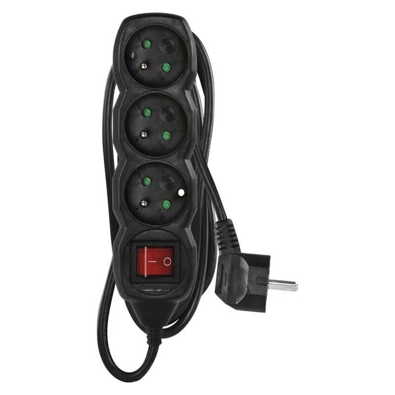 Prodlužovací kabel Emos se 3 zásuvkami a vypínačem / 1,5 m / černá Varianta: ivi1