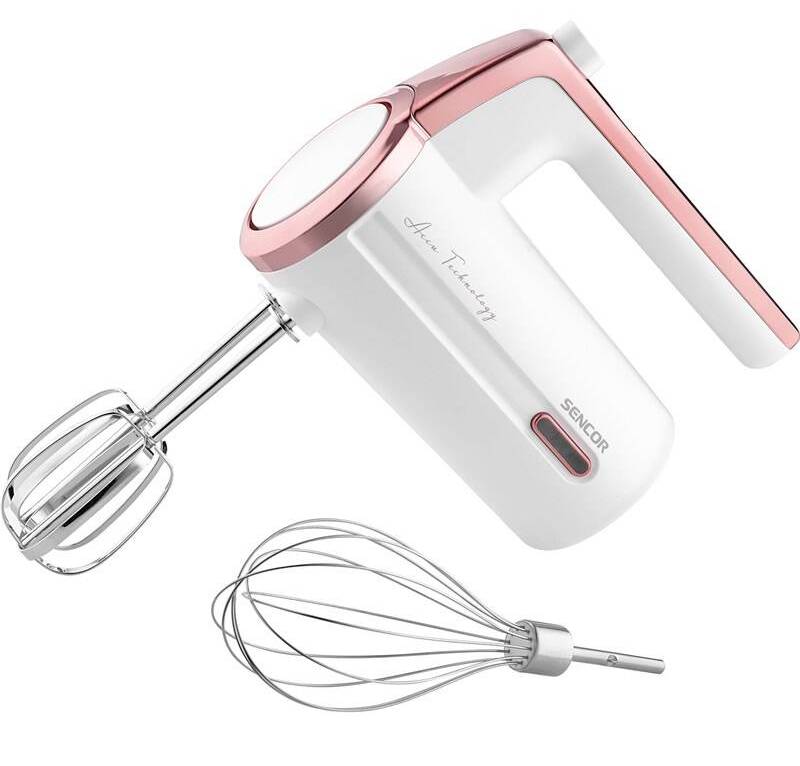 Aku ruční šlehač Sencor SHM 9000WH / 3 rychlosti / USB / bílá/růžová Varianta: ivi1