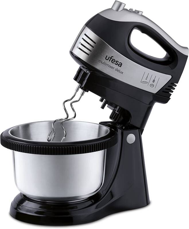 Ruční šlehač s mísou Ufesa Gyro Delux BV5655 / 500 W / mísa 2,5 l / 5 rychlostí / černá/stříbrná Varianta: ivi1