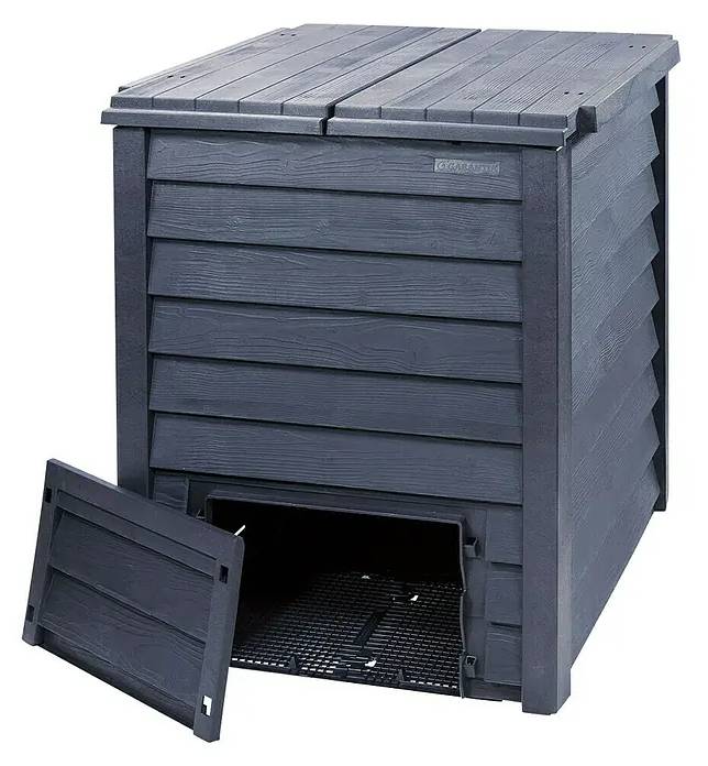 Termokompostér s podlahovou mřížkou Garantia Thermo-Wood / 600 l / 80 x 80 x 100 cm / plast (thermolen) / antracitová Varianta: ivi2