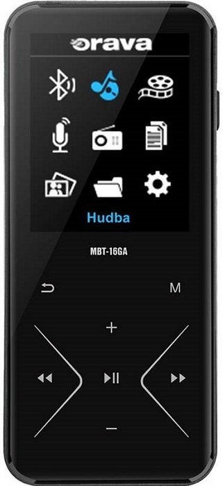 MP4 přehrávač Orava MBT-16GA / 1,8" / 16 GB / Bluetooth/3,5mm Jack / černá Varianta: ivi1