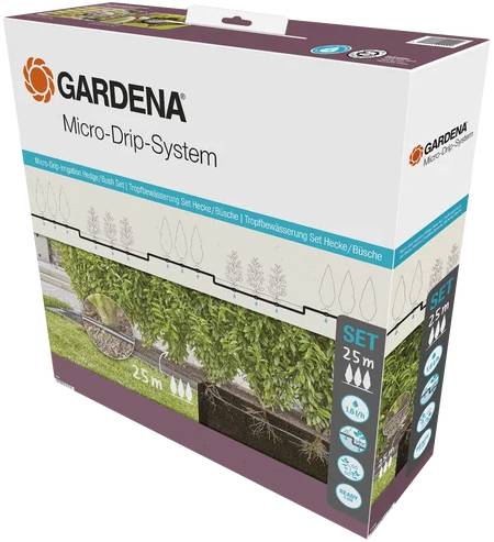 Startovací sada pro živé ploty a keře Gardena Micro-Drip-System (13500-20) / délka 25 m / černá Varianta: ivi1