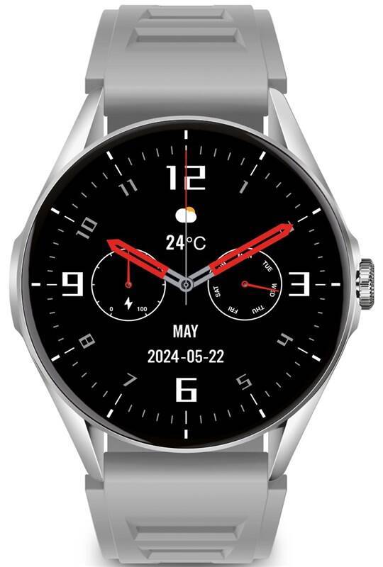 Chytré hodinky Aligator Watch AMOLED / 1,43" (3,6 cm) AMOLED displej / 466 x 466 px / Bluetooth 5.0 / stříbrná Varianta: ivi1