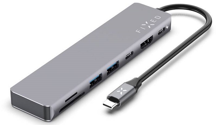 USB hub FIXED HUB Card 7v1 USB-C / 87 W / šedá Varianta: ivi1