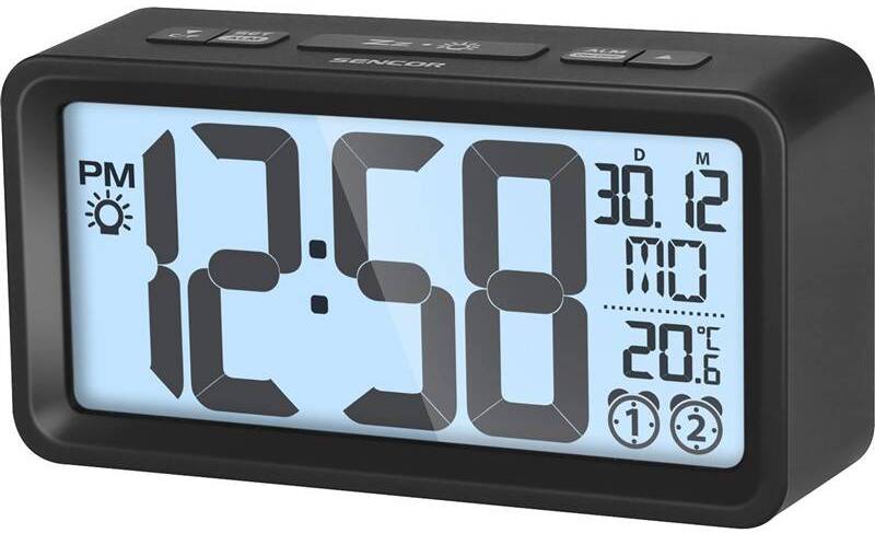 Budík Sencor SDC 2800 B / LCD displej / 2x 1,5 V AAA baterie / teploměr / černá Varianta: ivi1