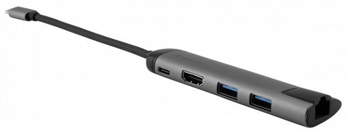 USB Hub Verbatim / USB-C/2xUSB 3.0 / HDMI / RJ45 / šedá Varianta: ivi1