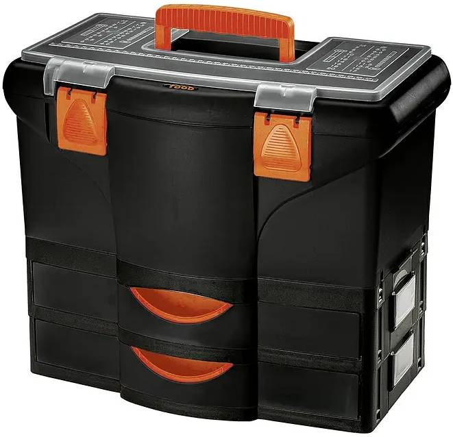 Kufr na nářadí Lockweiler Tool Box TBD 402 / 45 x 26 x 36 cm / 2 zásuvky / černá / oranžová Varianta: ivi1