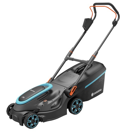 Aku sekačka na trávu Gardena PowerMax 37/36V P4A (14638-55) / záběr 37 cm / koš 45 l / bez akumulátoru a nabíječky / tyrkysová/černá Varianta: ivi1