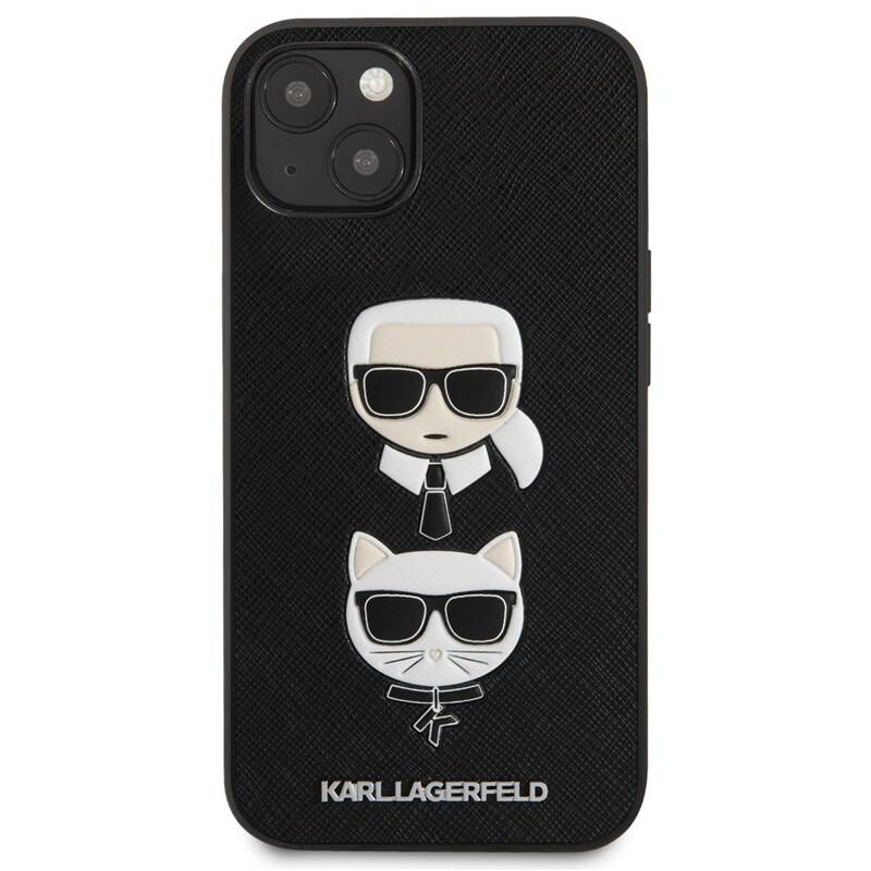 Kryt Karl Lagerfeld Saffiano Karl and Choupette Heads na mobil Apple iPhone 13 mini / černá Varianta: ivi1