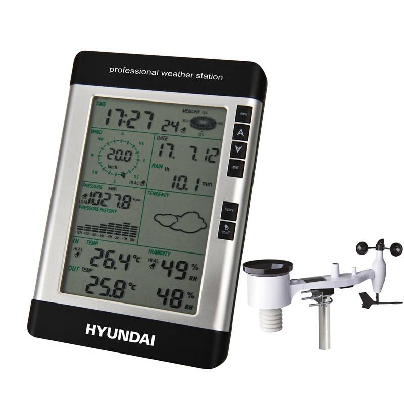 Meteorologická stanice Hyundai WSP 3080 R WIND / černá / ROZBALENO