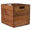 Dřevěná krabice s průhmatem / 32,5 x 33 x 37,5 cm / 34 l / hnědá