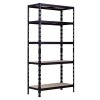 Kovový regál / 40 x 90 x 180 cm / nosnost 175 kg/police / 5 pater / dřevo / černá (iris-variant-id ivi0)