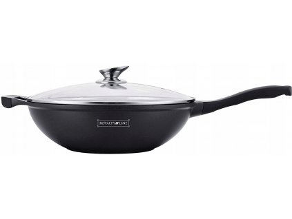 Royalty Line mramorový wok s pokrievkou RL-BW32ML / Ø 32 cm / čierna