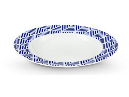LIVIDUS Hlboký tanier / priemer 23 cm / biely/modrý