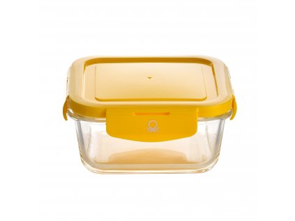 Dóza na potraviny z borosilikátového skla United Colors of Benetton / 340 ml / polypropylén / žlté viečko / transparentná