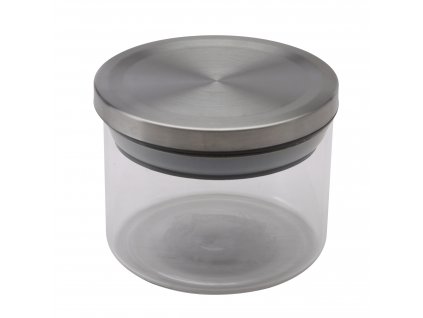 Sklenená nádoba s viečkom z nehrdzavejúcej ocele Renberg / 350 ml / borosilikátové sklo / strieborná / transparentná