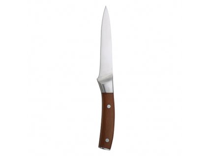 Univerzálny nôž Bergner z nehrdzavejúcej ocele a bukového dreva / 12,5 cm / strieborný / hnedý