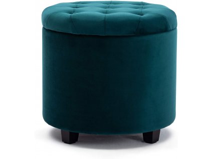 Stolička 45 cm okrúhle čalúnené sedadlo HNNHOME / stolička / zamatová podnožka / teal