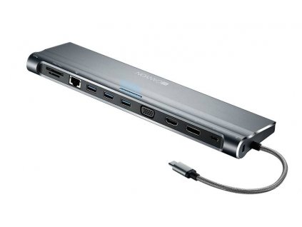 Canyon USB-C/USB3.0 + HDMI + VGA + DVI + RJ45 + 3,5 mm Jack (CNS-HDS09DG) / sivá / POŠKODENÝ OBAL
