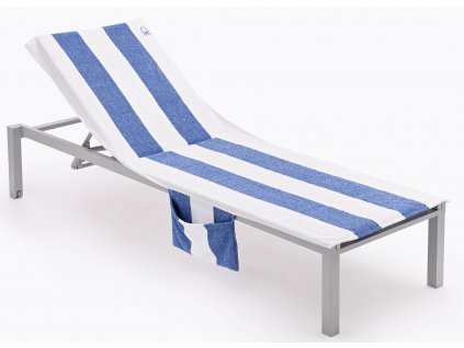 Poťah na plážové lehátko Benetton Picnic s úložným priestorom 70x200+25cm / Modrá / Biela