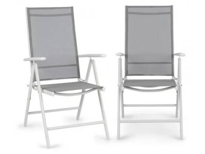 Skladacia stolička Blumfeldt Almeria, sada 2 ks, 59,5 x 107 x 68 cm, Comfortmesh, hliník / biela